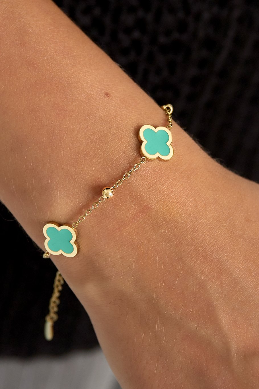 Bracciale tre quadrifogli Green Stainless Steel Immagine2